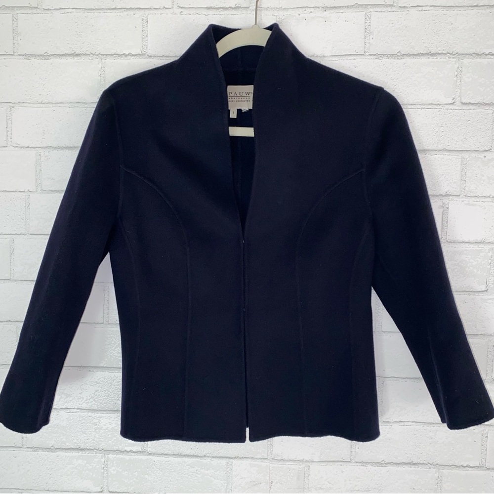 PAUW Amsterdam $1.2k Short Double Face Cashmere Blazer sz 1=Small EUC Dark Blue - Picture 2 of 14